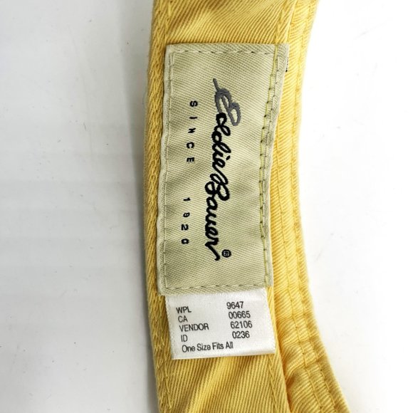 Vintage Eddie Bauer Since 1920 Hook & Loop Adjustable OSFA Yellow Visor Golf Hat - Picture 5 of 5